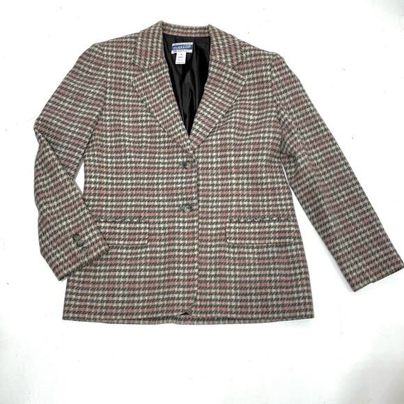 Pendleton Vintage Pink, Gray Plaid Tweed Wool Blazer 6 - Picture 1 of 10